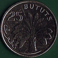 Gambia coin 25 Bututs - Magnetic (2014) reverse reverse of 25 Bututs - Magnetic (2014) coin with KM# 57a from Gambia. Inscription: 25 BUTUTS
