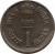 obverse of 1 Rupee - FAO (1987) coin with KM# 81 from India. Inscription: भारत INDIA सत्यमेव जयते रूपया 1 RUPEE