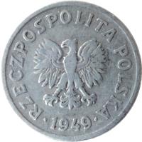 Poland coin 20 Groszy (1949) obverse obverse of 20 Groszy (1949) coin with Y# 43a from Poland. Inscription: RZECZPOSPOLITA POLSKA 1949