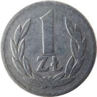 reverse of 1 Złoty (1949) coin with Y# 45a from Poland. Inscription: 1 ZŁ