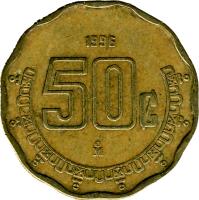 Mexico coin 50 Centavos - Larger (1992 - 2009) reverse reverse of 50 Centavos - Larger (1992 - 2009) coin with KM# 549 from Mexico. Inscription: 50¢ 2003 M
