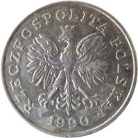 obverse of 100 Złotych (1990) coin with Y# 214 from Poland. Inscription: RZECZPOSPOLITA POLSKA 1990