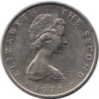 Isle of Man coin 10 Pence - Elizabeth II - 2'nd Portrait (1976 - 1979) obverse obverse of 10 Pence - Elizabeth II - 2'nd Portrait (1976 - 1979) coin with KM# 36 from Isle of Man. Inscription: ELIZABETH THE SECOND · 1976 ·