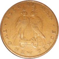 reverse of 2 New Pence - Elizabeth II - 2'nd Portrait (1971 - 1975) coin with KM# 21 from Isle of Man. Inscription: · ISLE OF MAN · TWO NEW PENCE