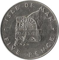 reverse of 5 Pence - Elizabeth II - 2'nd Portrait (1976 - 1979) coin with KM# 35 from Isle of Man. Inscription: · ISLE OF MAN · FIVE PENCE