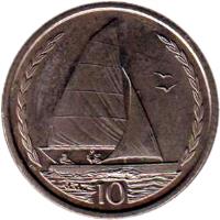 reverse of 10 Pence - Elizabeth II - 4'th Portrait (1998 - 1999) coin with KM# 903 from Isle of Man. Inscription: 10