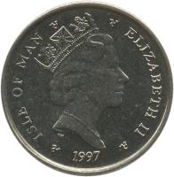 Isle of Man coin 10 Pence - Elizabeth II - 3'rd Portrait (1996 - 1997) obverse obverse of 10 Pence - Elizabeth II - 3'rd Portrait (1996 - 1997) coin with KM# 591 from Isle of Man. Inscription: ISLE OF MAN ELIZABETH II 1996