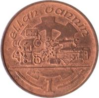 Isle of Man coin 1 Penny - Elizabeth II - 3'rd Portrait (1988 - 1995) reverse reverse of 1 Penny - Elizabeth II - 3'rd Portrait (1988 - 1995) coin with KM# 207 from Isle of Man. Inscription: ellan vannin 1