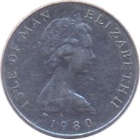 Isle of Man coin 5 Pence - Elizabeth II - 2'nd Portrait (1980 - 1983) obverse obverse of 5 Pence - Elizabeth II - 2'nd Portrait (1980 - 1983) coin with KM# 61 from Isle of Man. Inscription: ISLE OF MAN ELIZABETH II 1980