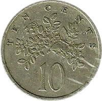 Jamaica coin 10 Cents - Elizabeth II - Wide legend letters; Non magnetic (1969 - 1989) reverse reverse of 10 Cents - Elizabeth II - Wide legend letters; Non magnetic (1969 - 1989) coin with KM# 47 from Jamaica. Inscription: TEN CENTS 10