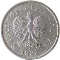 Poland coin 1 Złoty (1990 - 2015) obverse obverse of 1 Złoty (1990 - 2015) coin with Y# 282 from Poland. Inscription: RZECZPOSPOLITA POLSKA · 1992 ·