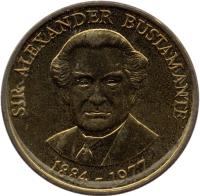 reverse of 1 Dollar - Elizabeth II - Magnetic (1993 - 1994) coin with KM# 145a from Jamaica. Inscription: SIR ALEXANDER BUSTAMANTE 1884-1977