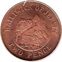 reverse of 2 Pence - Elizabeth II - 4'th Portrait (1998 - 2008) coin with KM# 104 from Jersey. Inscription: BAILIWICK OF JERSEY TWO PENCE