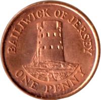 Jersey coin 1 Penny - Elizabeth II - 4'th Portrait (1998 - 2012) reverse reverse of 1 Penny - Elizabeth II - 4'th Portrait (1998 - 2012) coin with KM# 103 from Jersey. Inscription: BAILIWICK OF JERSEY ONE PENNY