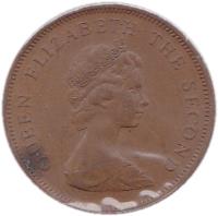 obverse of 2 Pence - Elizabeth II - 2'nd Portrait (1981) coin with KM# 47 from Jersey. Inscription: QUEEN ELIZABETH THE SECOND