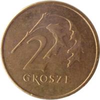 reverse of 2 Grosze (1990 - 2014) coin with Y# 277 from Poland. Inscription: 2 GROSZE