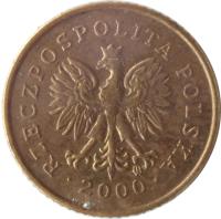 obverse of 1 Grosz (1990 - 2014) coin with Y# 276 from Poland. Inscription: RZECZPOSPOLITA POLSKA · 1990 ·