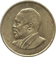 obverse of 5 Cents - Without legend (1966 - 1968) coin with KM# 1 from Kenya.