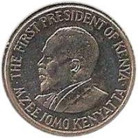 obverse of 50 Cents (2005 - 2009) coin with KM# 41 from Kenya. Inscription: THE FIRST PRESIDENT OF KENYA MZEE JOMO KENYATTA