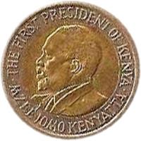 obverse of 5 Shillings (2005 - 2010) coin with KM# 37 from Kenya. Inscription: THE FIRST PRESIDENT OF KENYA · MZEE JOMO KENYATTA ·