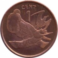 reverse of 1 Cent (1992) coin with KM# 1a from Kiribati. Inscription: CENT 1