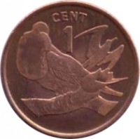 Kiribati coin 1 Cent (1992) reverse reverse of 1 Cent (1992) coin with KM# 1a from Kiribati. Inscription: CENT 1