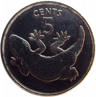 Kiribati coin 5 Cents (1979) reverse reverse of 5 Cents (1979) coin with KM# 3 from Kiribati. Inscription: CENTS 5
