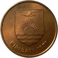Kiribati coin 2 Cents (1979 - 1992) obverse obverse of 2 Cents (1979 - 1992) coin with KM# 2 from Kiribati. Inscription: KIRIBATI 1992