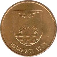 obverse of 1 Cent (1979 - 1992) coin with KM# 1 from Kiribati. Inscription: KIRIBATI 1979