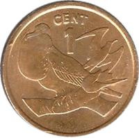 reverse of 1 Cent (1979 - 1992) coin with KM# 1 from Kiribati. Inscription: CENT 1