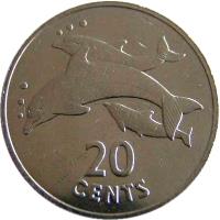 Kiribati coin 20 Cents (1979) reverse reverse of 20 Cents (1979) coin with KM# 5 from Kiribati. Inscription: 20 CENTS