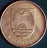 obverse of 5 Cents (2003) coin with KM# 40 from Kiribati. Inscription: KIRIBATI 2003