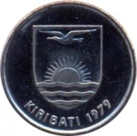 obverse of 5 Cents (1992) coin with KM# 3a from Kiribati. Inscription: KIRIBATI 1979