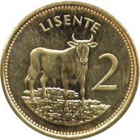 reverse of 2 Lisente - Letsie III - Non magnetic (1992) coin with KM# 55 from Lesotho. Inscription: LISENTE 2