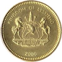 obverse of 5 Lisente - Letsie III (1998 - 2006) coin with KM# 62 from Lesotho. Inscription: KINGDOM OF LESOTHO KHOTSO PULA NALA 1998