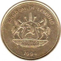 Lesotho coin 5 Lisente - Letsie III (1994) obverse obverse of 5 Lisente - Letsie III (1994) coin with KM# 56 from Lesotho. Inscription: KINGDOM OF LESOTHO KHOTSO PULA NALA 1994