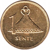 reverse of 1 Sente - Letsie III - Magnetic (1992) coin with KM# 54a from Lesotho. Inscription: 1 SENTE