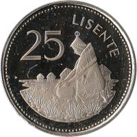 reverse of 25 Lisente - Moshoeshoe II (1979 - 1989) coin with KM# 20 from Lesotho. Inscription: 25 LISENTE