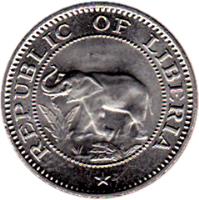 obverse of 5 Cents (1960 - 1984) coin with KM# 14 from Liberia. Inscription: REPUBLIC OF LIBERIA
