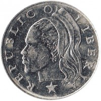 obverse of 50 Cents (2000) coin with KM# 17b from Liberia. Inscription: REPUBLIC OF LIBERIA