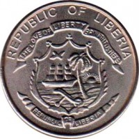 Liberia coin 5 Cents (2003) obverse obverse of 5 Cents (2003) coin with KM# 618 from Liberia. Inscription: REPUBLIC OF LIBERIA THE LOVE OF LIBERTY BROUGHT US HERE REPUBLIC OF LIBERIA