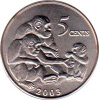 reverse of 5 Cents (2003) coin with KM# 618 from Liberia. Inscription: 5 CENTS 2003