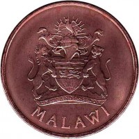 obverse of 2 Tambala (1995) coin with KM# 34 from Malawi. Inscription: MALAŴI