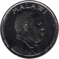 obverse of 10 Tambala (1995 - 2003) coin with KM# 27 from Malawi. Inscription: MALAŴI