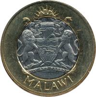obverse of 10 Kwacha (2006) coin with KM# 58 from Malawi. Inscription: UNITY AND FREEDOM MALAWI