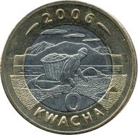 reverse of 10 Kwacha (2006) coin with KM# 58 from Malawi. Inscription: 2006 10 KWACHA