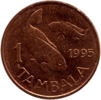 Malawi coin 1 Tambala (1995) reverse reverse of 1 Tambala (1995) coin with KM# 24 from Malawi. Inscription: 1 1995 TAMBALA
