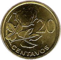 reverse of 20 Centavos (2006) coin with KM# 135 from Mozambique. Inscription: 20 CENTAVOS
