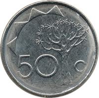 reverse of 50 Cents (1993 - 2010) coin with KM# 3 from Namibia. Inscription: 50 c