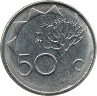 Namibia coin 50 Cents (1993 - 2010) reverse reverse of 50 Cents (1993 - 2010) coin with KM# 3 from Namibia. Inscription: 50 c